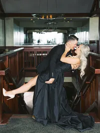 bride in black wedding dress