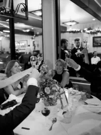 guests cheering for bride and groom