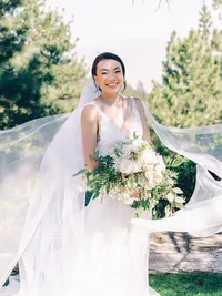 bridal portrait with huge veil