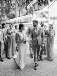 bride and groom walking
