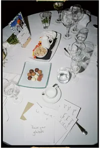 Editorial wedding detail photo of table captured by London film photographer