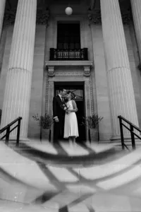 creative photo with reflection at old marylebone town hall in black and white