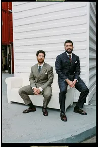 editorial analogue photo of two grooms at trinity riverside same sex wedding photography london