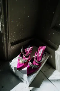 editorial wedding shoes photo at bourne & hollingsworth wedding