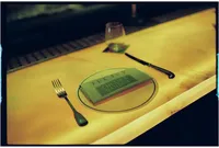 Film wedding photographer detail of a table setting at the ivy Chelsea wedding captured on film