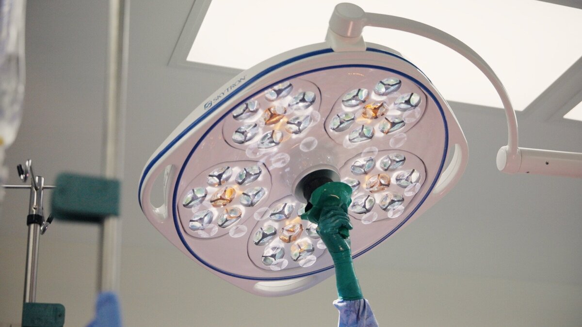 Operating room light seen from below