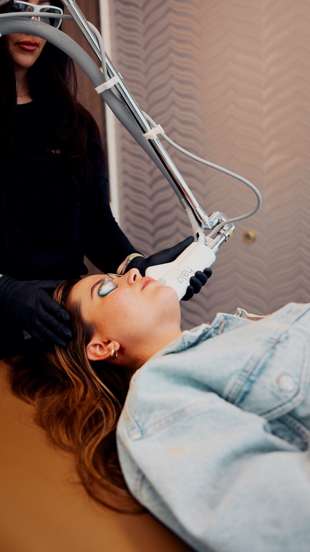Patient receiving a laser treatment