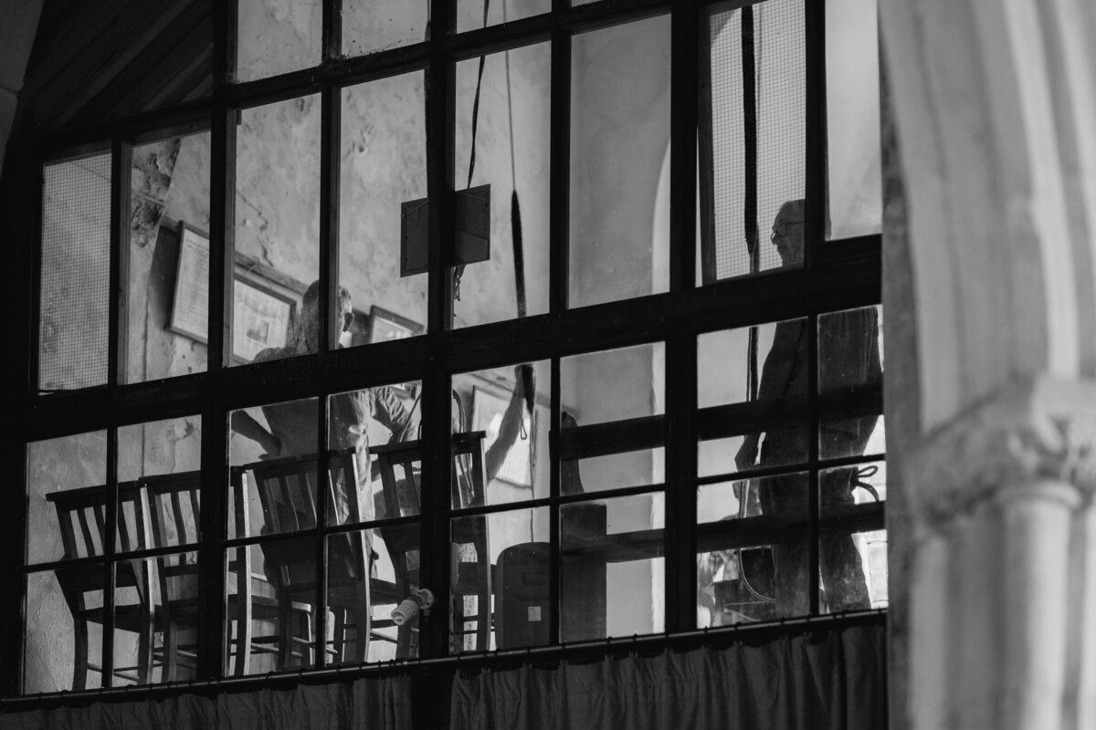 Bell ringers at Devon church wedding ceremony