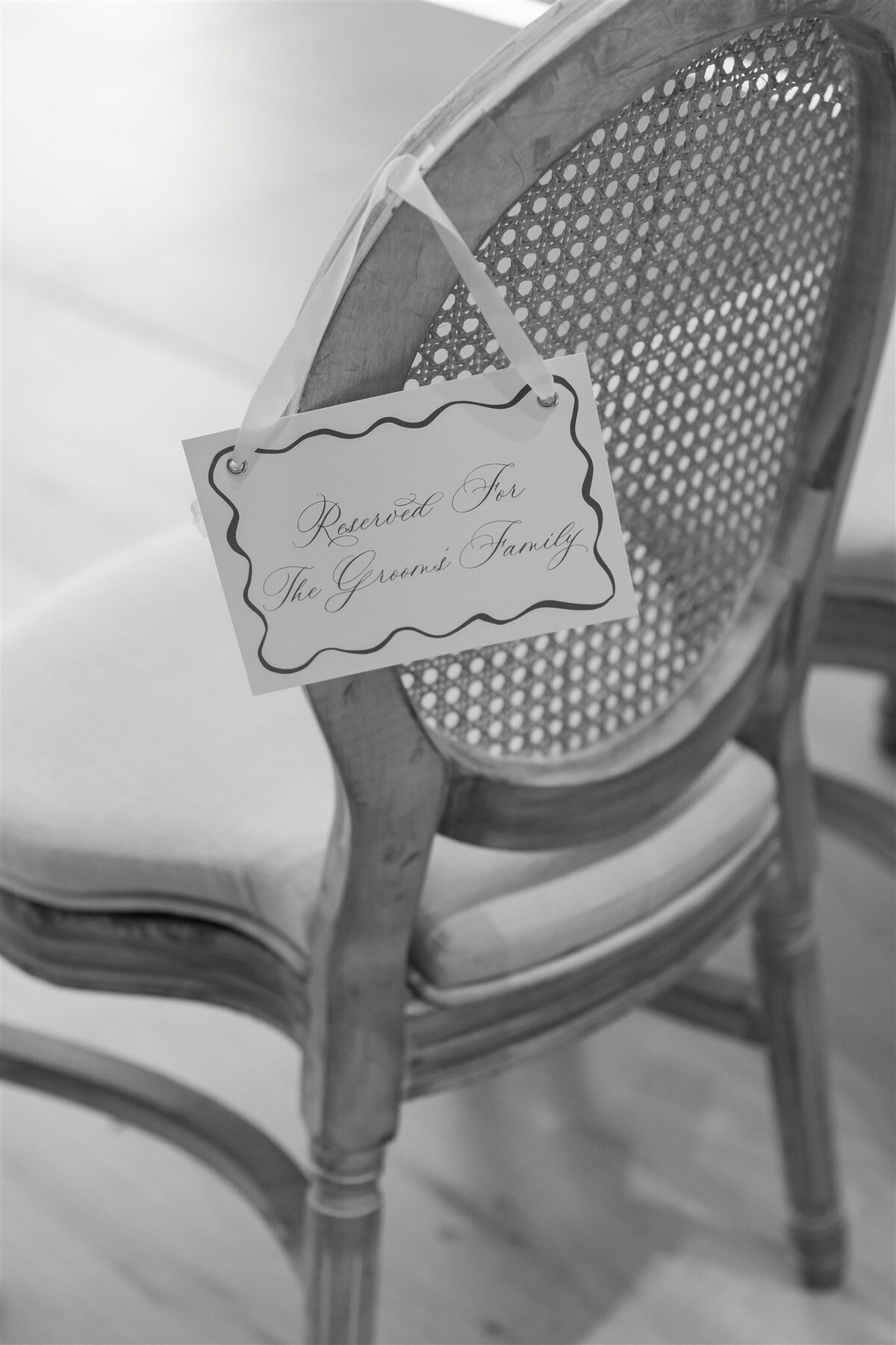 Delicate Ceremony Reserved Seating Sign with Ribbon Tie