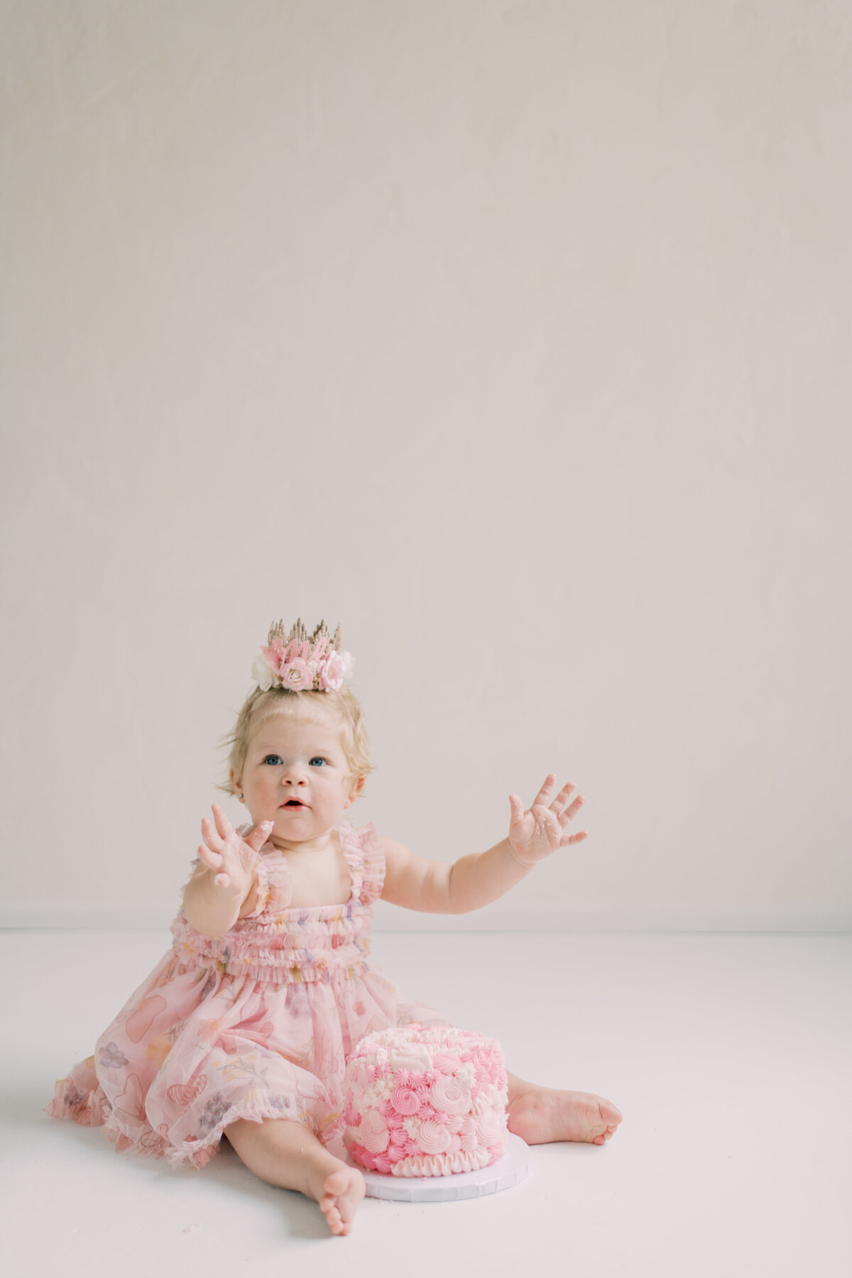 Floral dress first birthday girl cake smash burlington ON