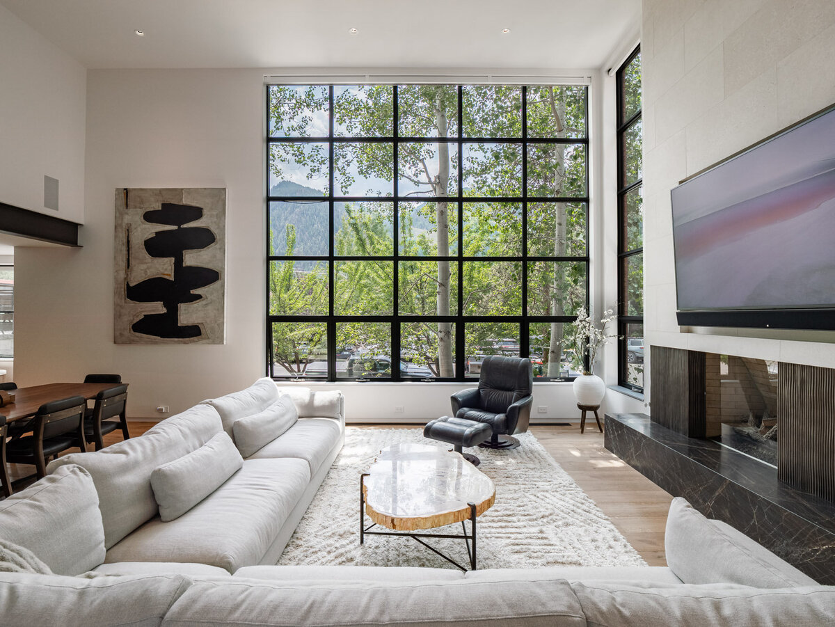 Exterior and interior views of the luxury home at 624 E Hopkins Avenue in Aspen Core, Colorado.