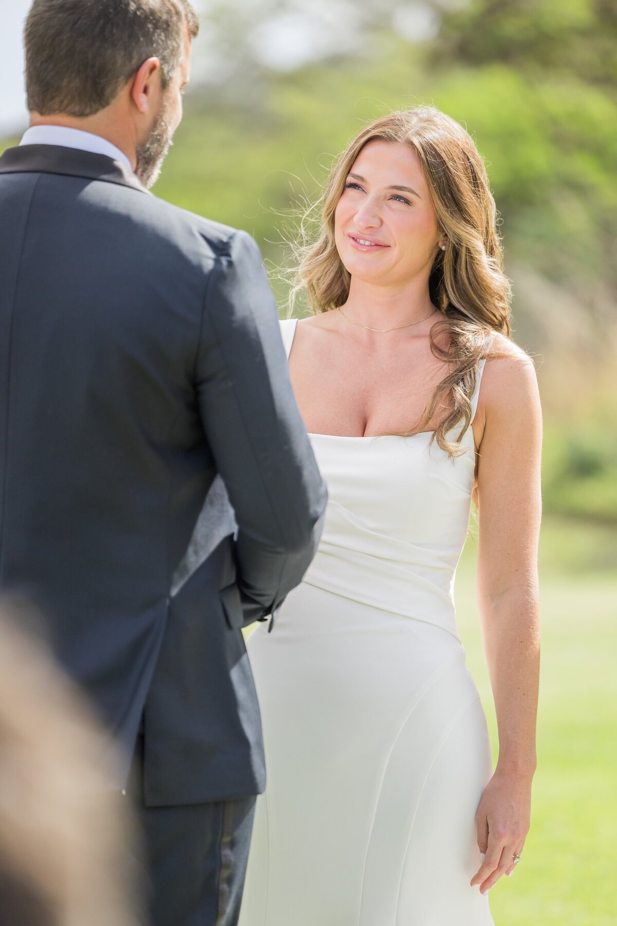 Bride smiling during wedding in Hawaii