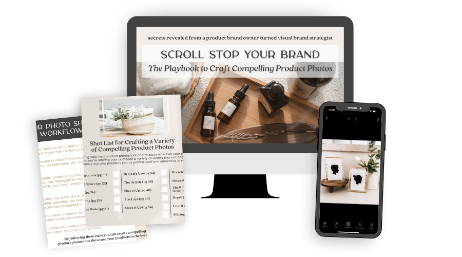 mockup of "scroll stop your brand" showing worksheets included