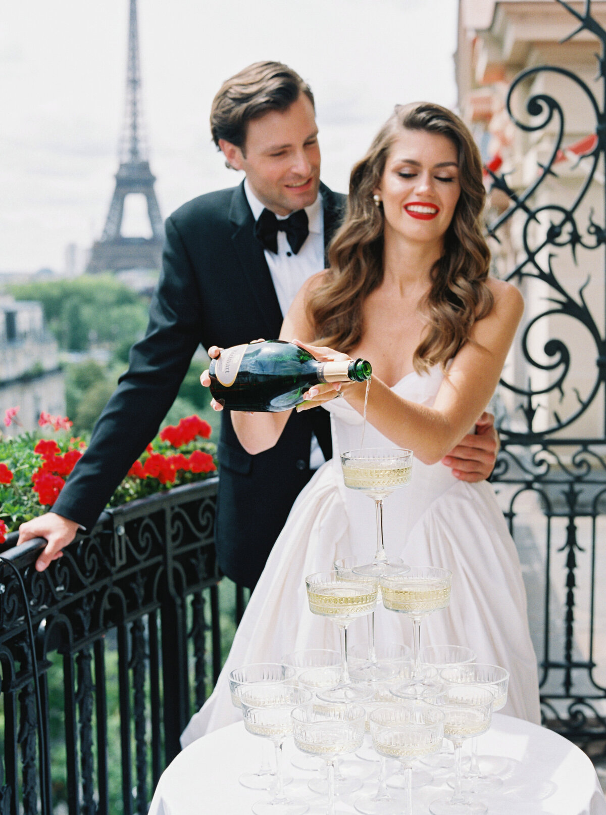 Plaza Athenee Paris Elopement Balcony Eiffel Tower View- Janna Brown Photography