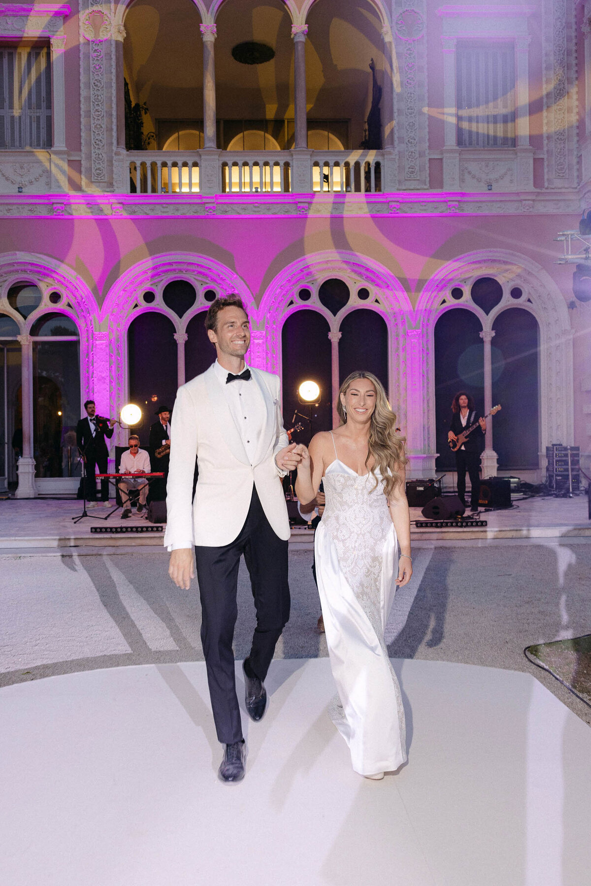 Bride and groom preparing for their first dance.
