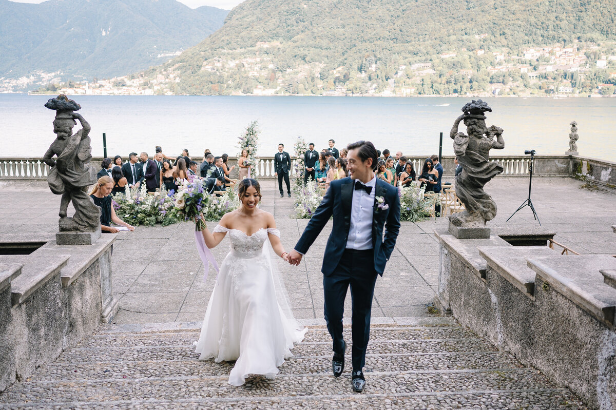 Wedding exit at villa pizzo