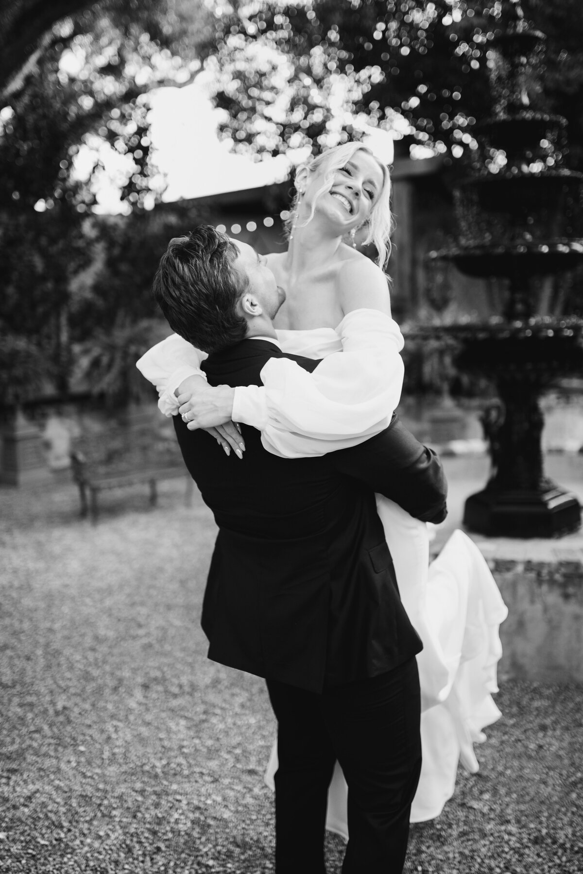 bride and groom dancing in supposey garden