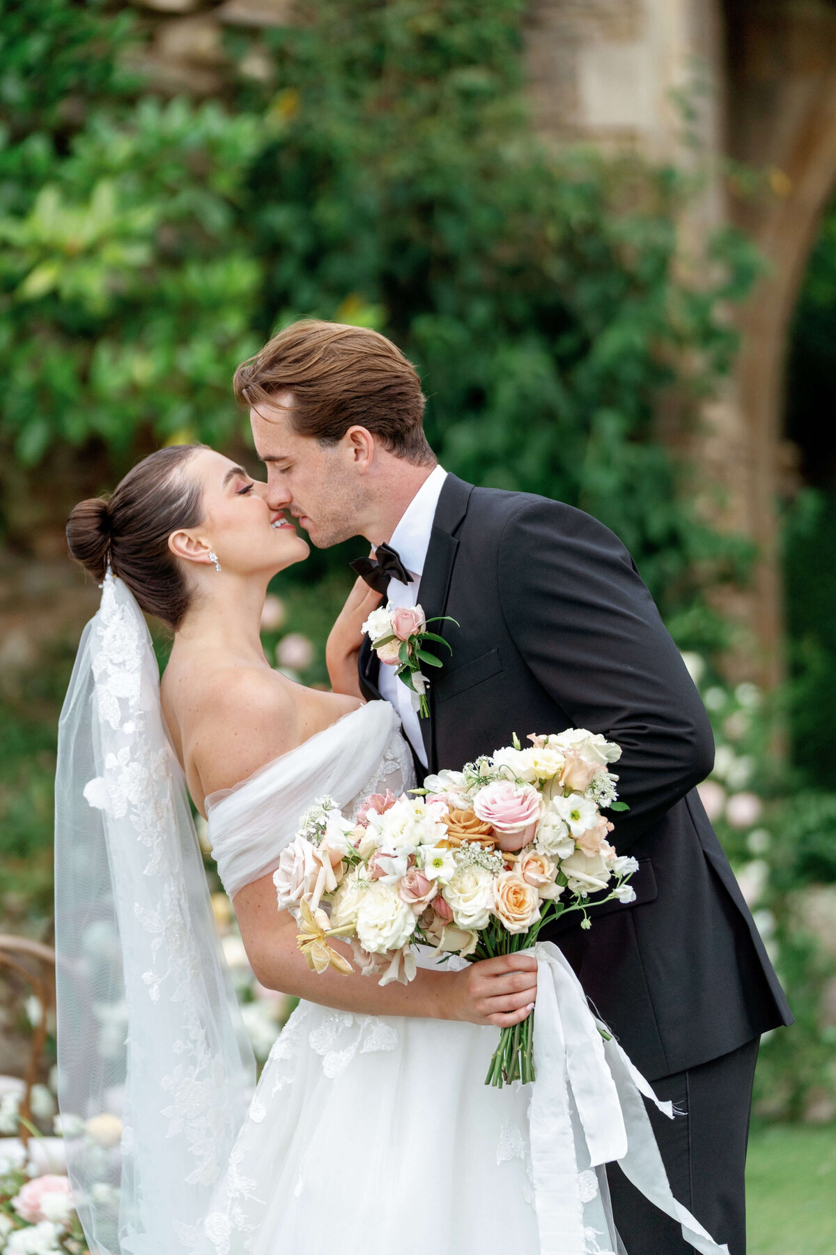 Wedding day pictures outdoors in the garden at Euridge Manor