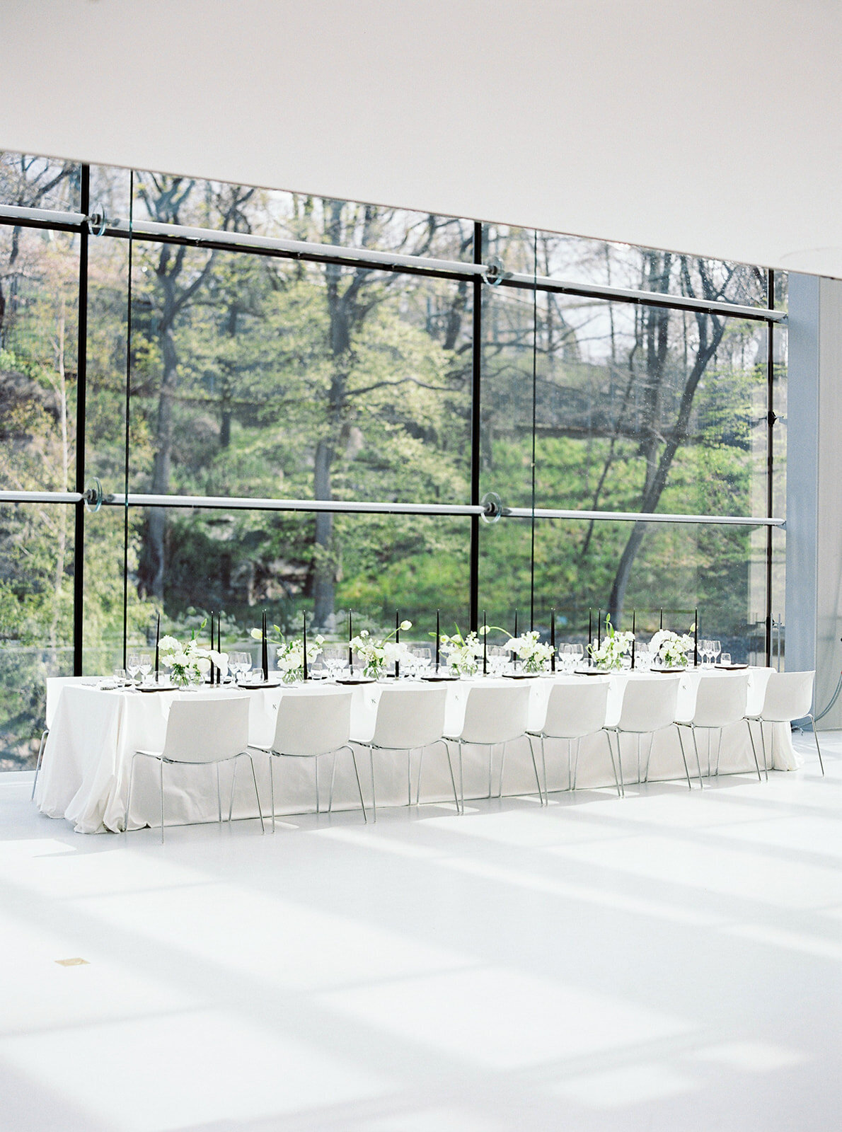 white modern wedding table setting