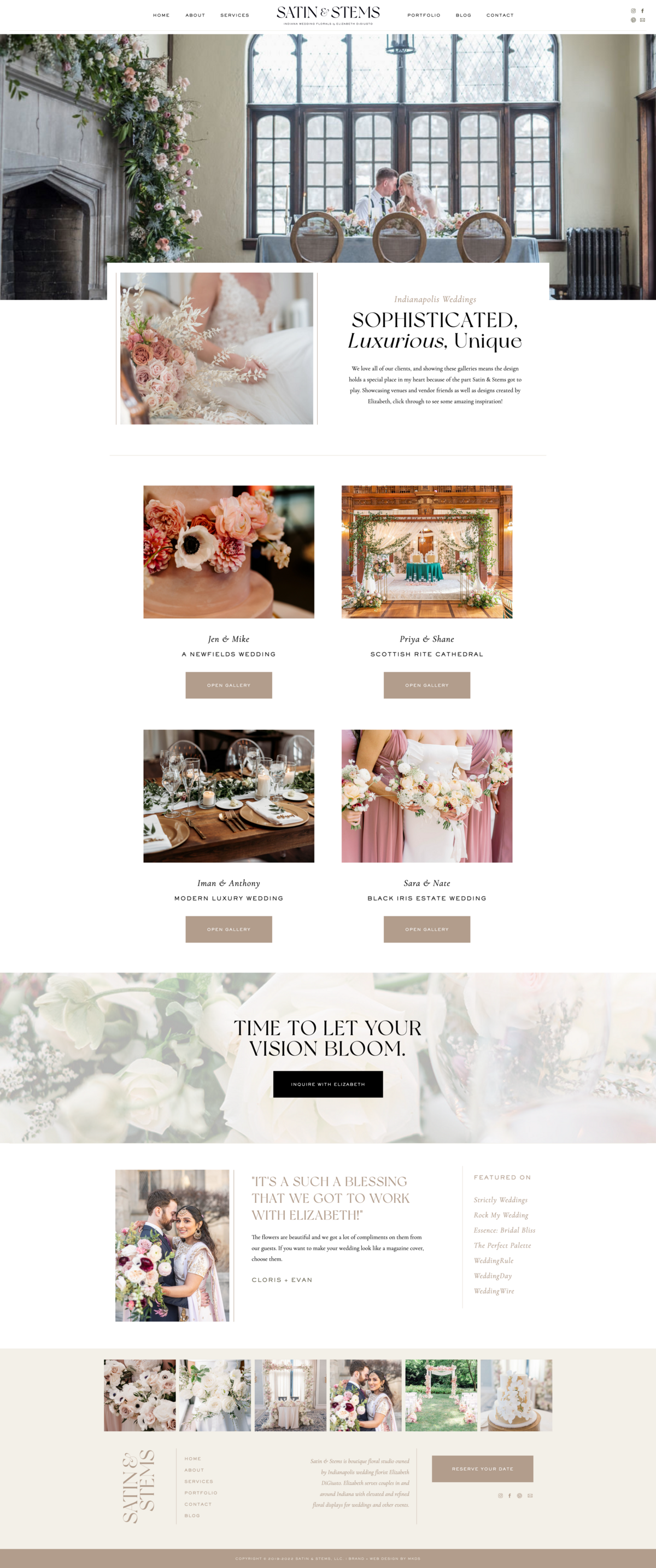 a mockup showing a stylish website for a floral designer