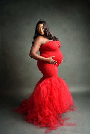 Fluffy Red Maternity Dress in charlotte