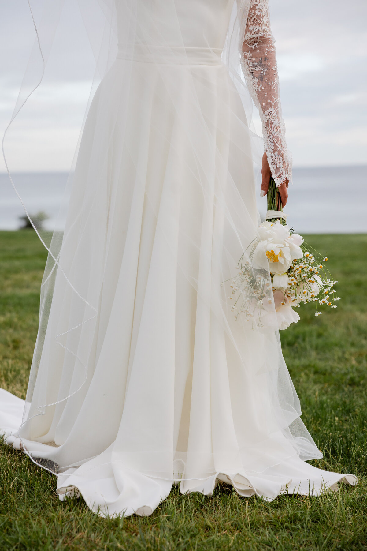 A brides dress at the Branford house at Avery Point.