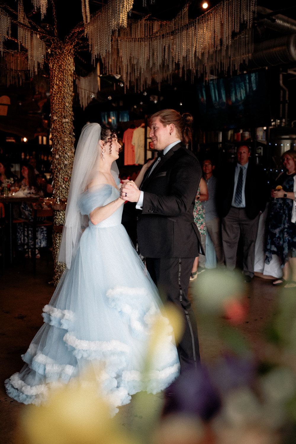 Eloped couple shares first dance at Derive Brewery