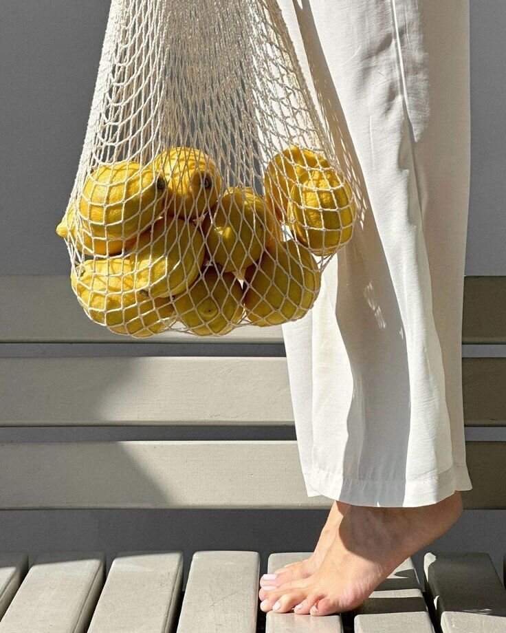 Natural Cotton Mesh Bag _ Reusable Farmer's Market Tote _ Eco Aesthetic Style _ French Market Bag _ Cotton Mesh Tote