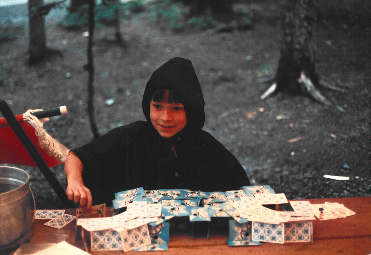 Brent Ray Fraser Making Card Castle in Manning Park - July 1986 Age 7