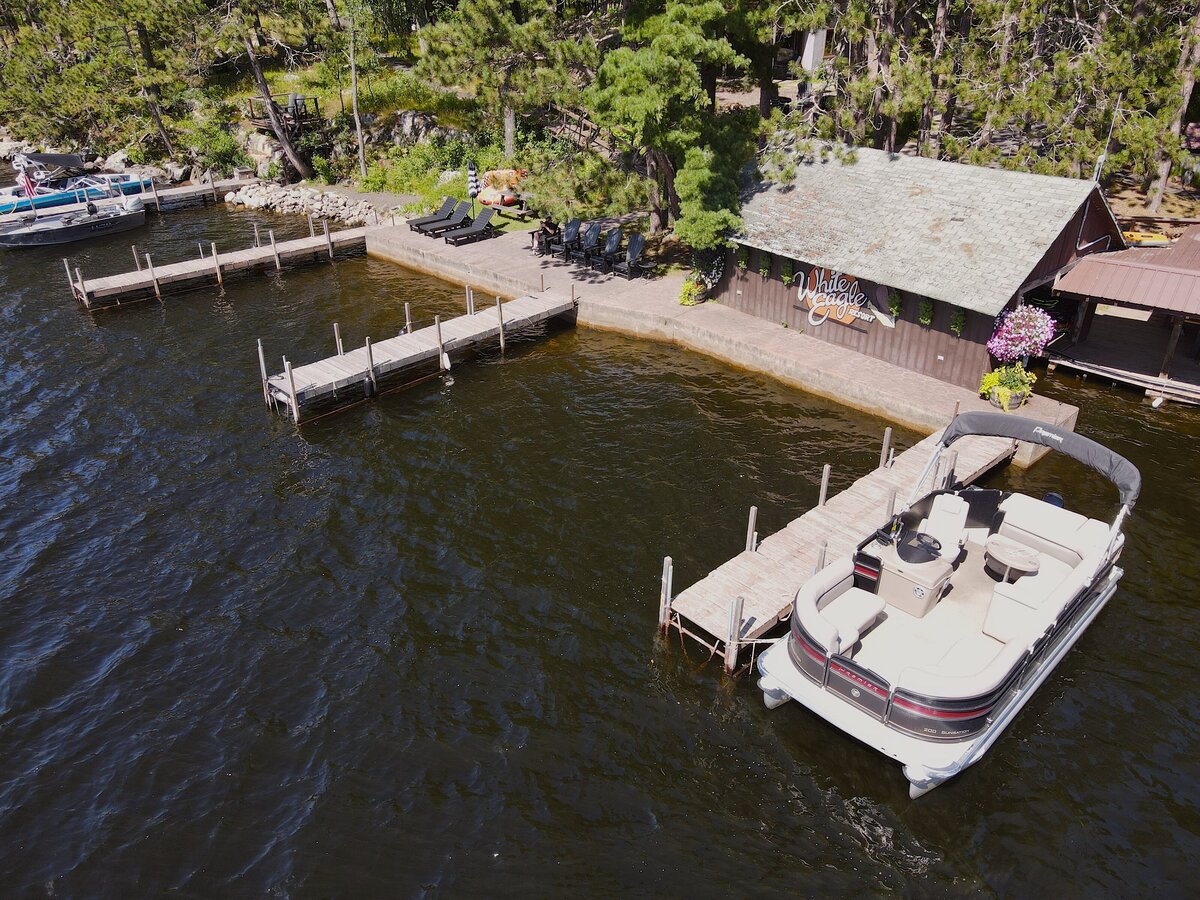 small pontoon arieal photo boathouse