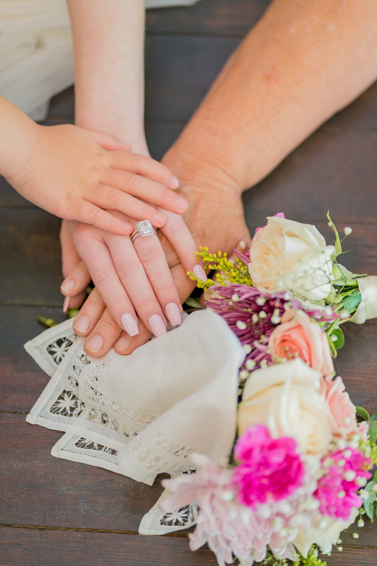 Details of wedding and generational moments