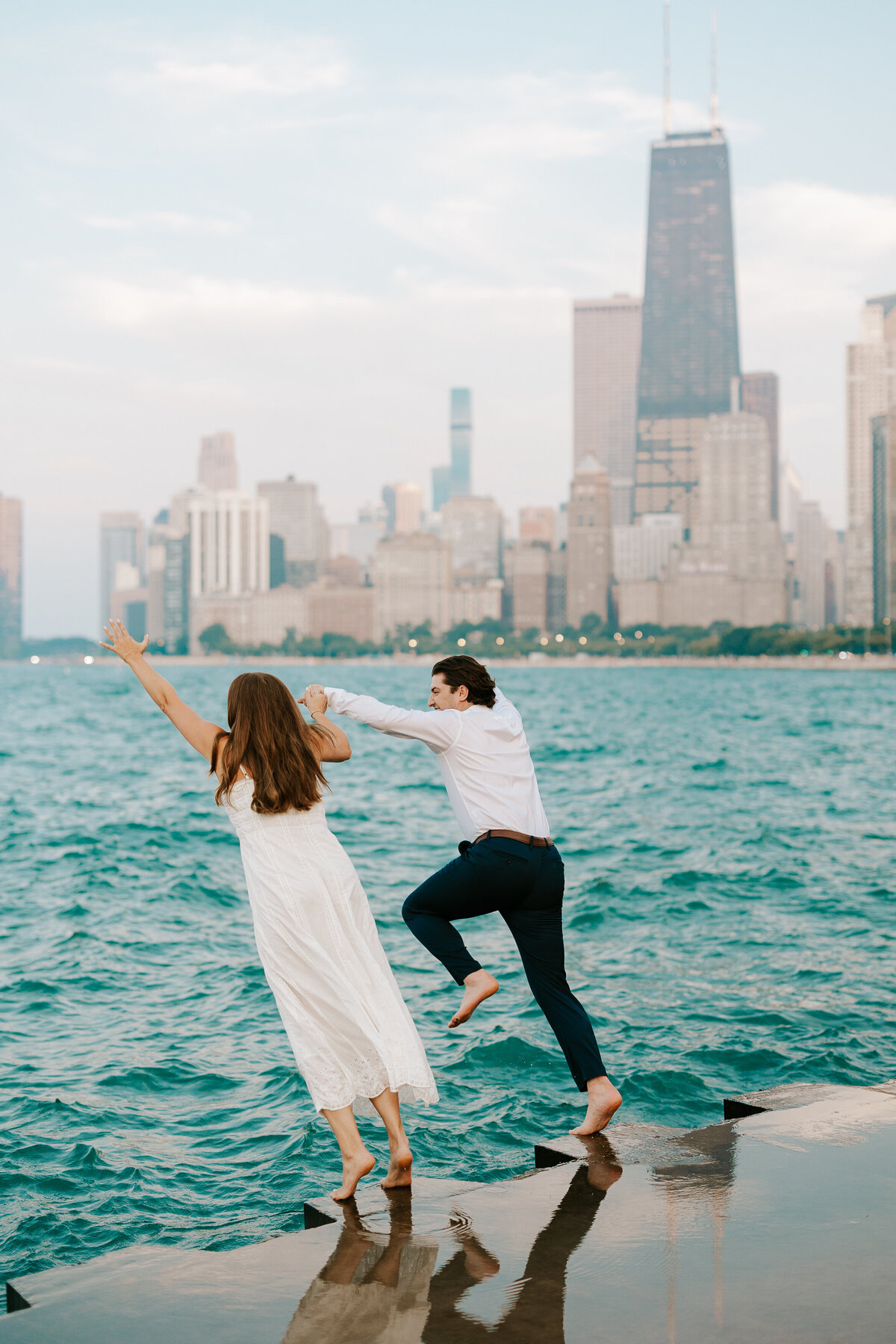 Downtown Chicago Dallas Engagement Photos Colorful Washington Square Park Wrigley North Ave Beach-24