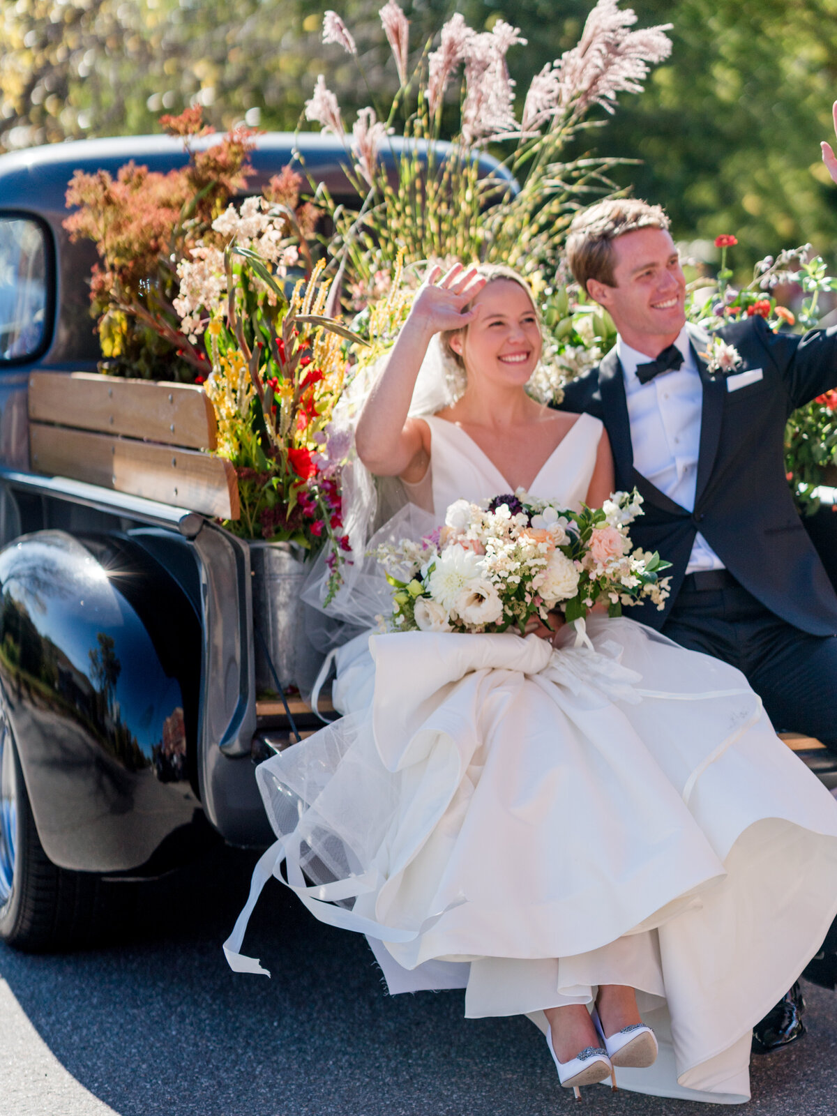 Bride and Groom In Vintage Truck