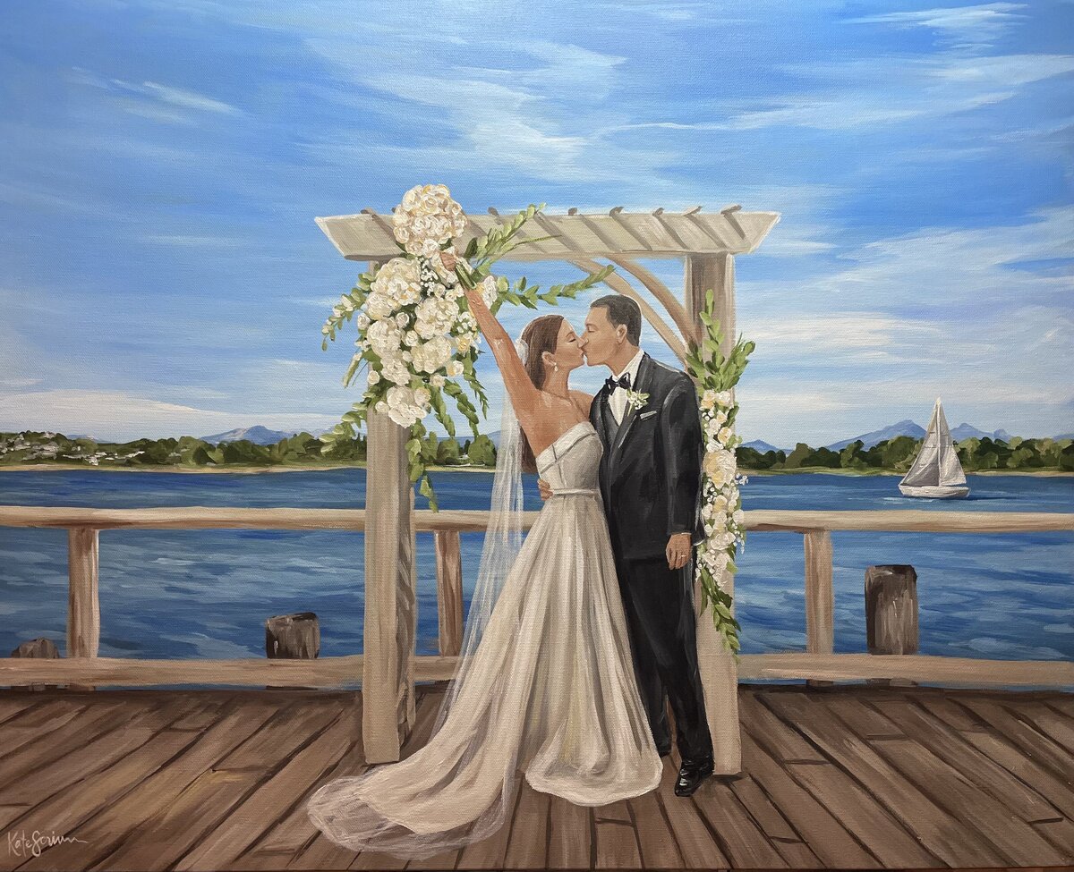 painting of bride and groom