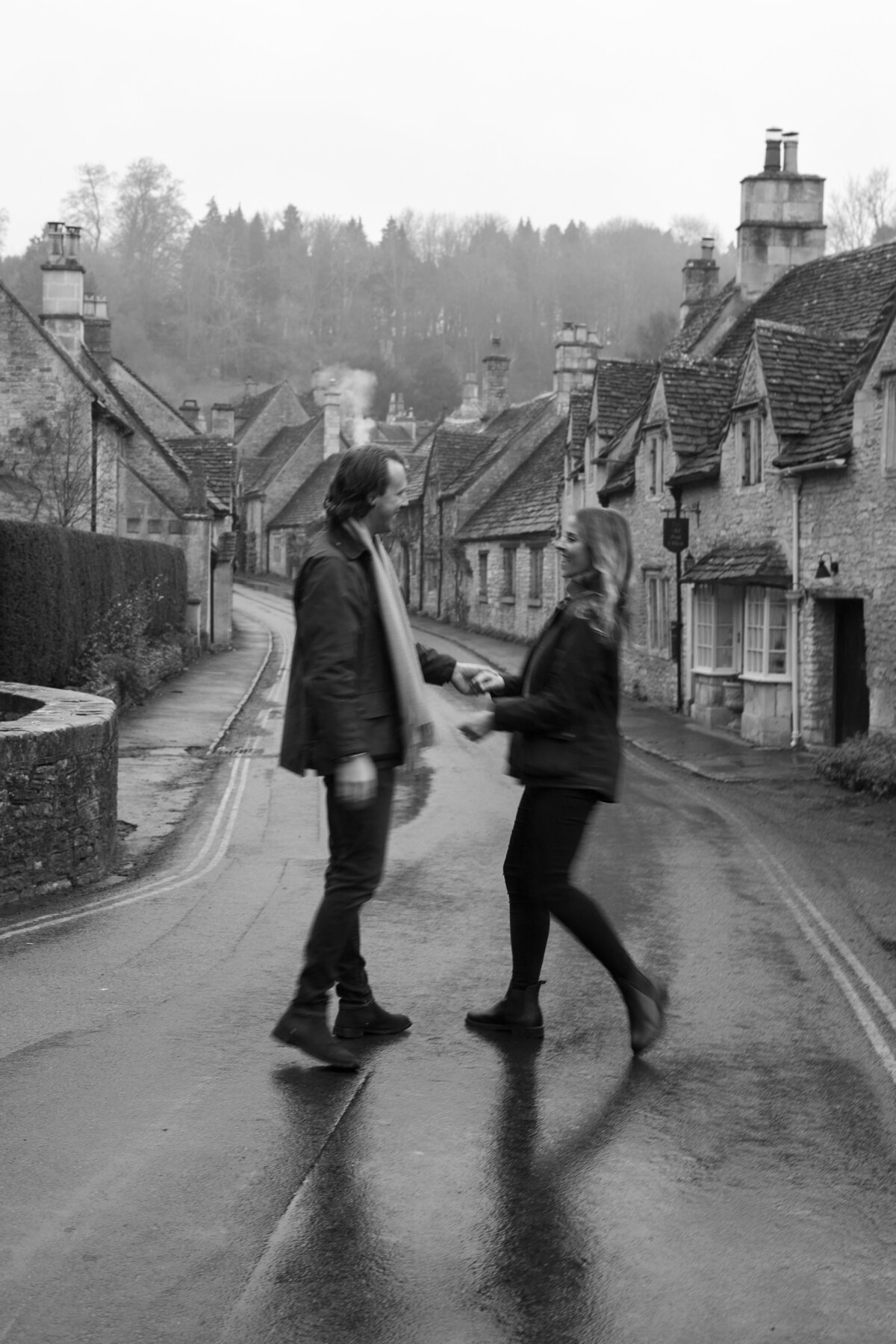 Engagement portraits in Castle Combe, Cotswolds