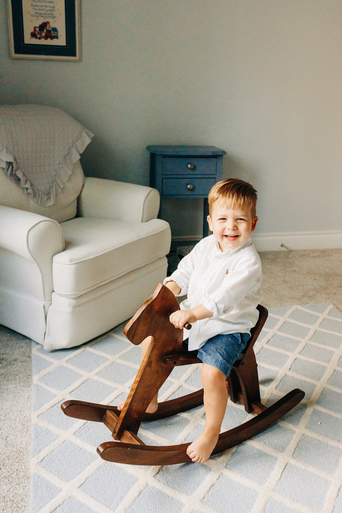 little toddler on his rocking horse
