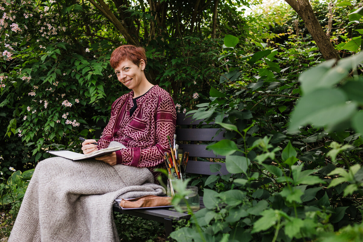 Sketching in garden