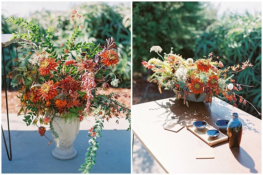California Outdoor Wedding Orange Flowers Destination Wedding Photographer © Bonnie Sen Photography