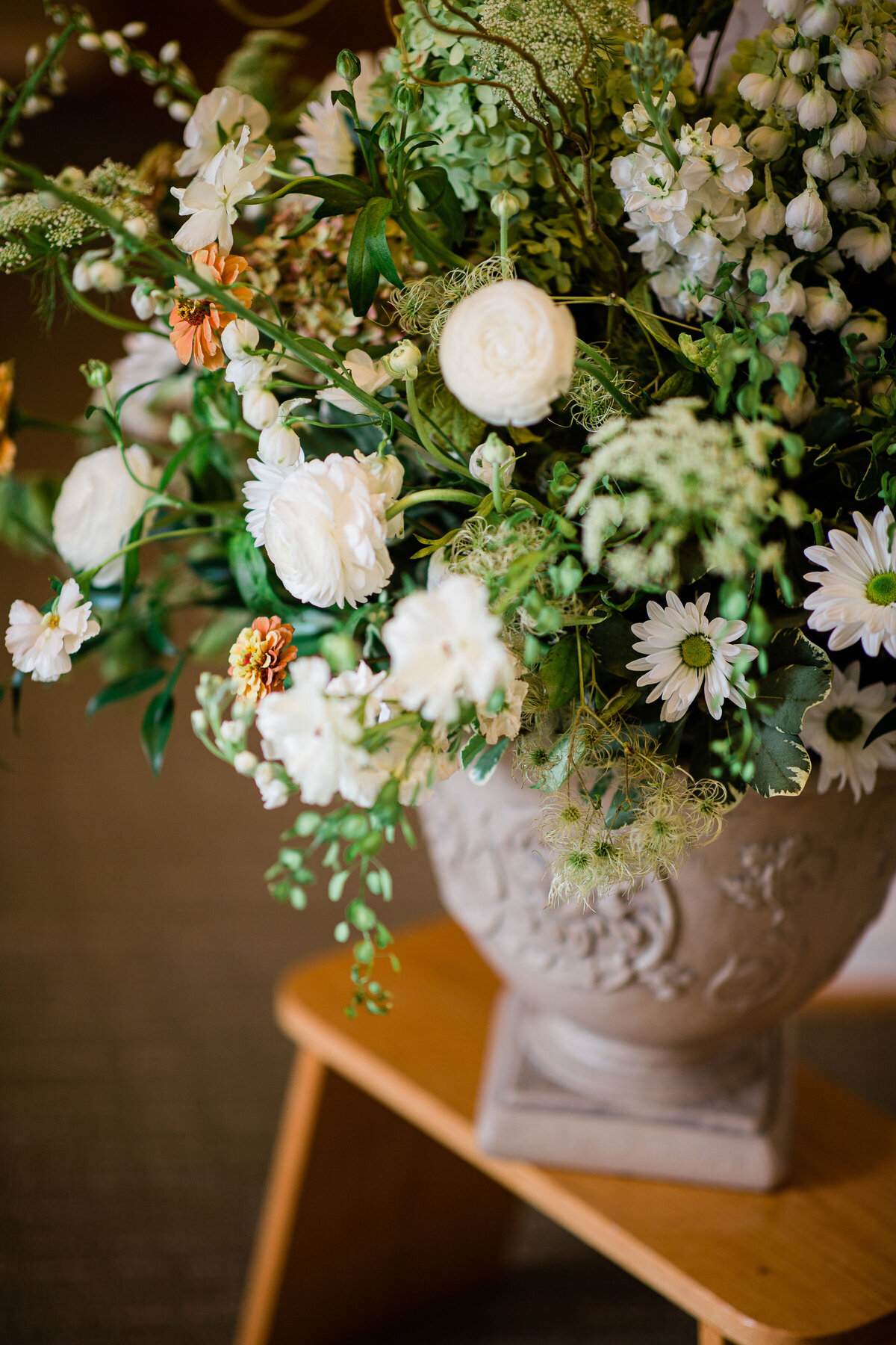 elegant wedding reception flowers detail Blue Hill Farm