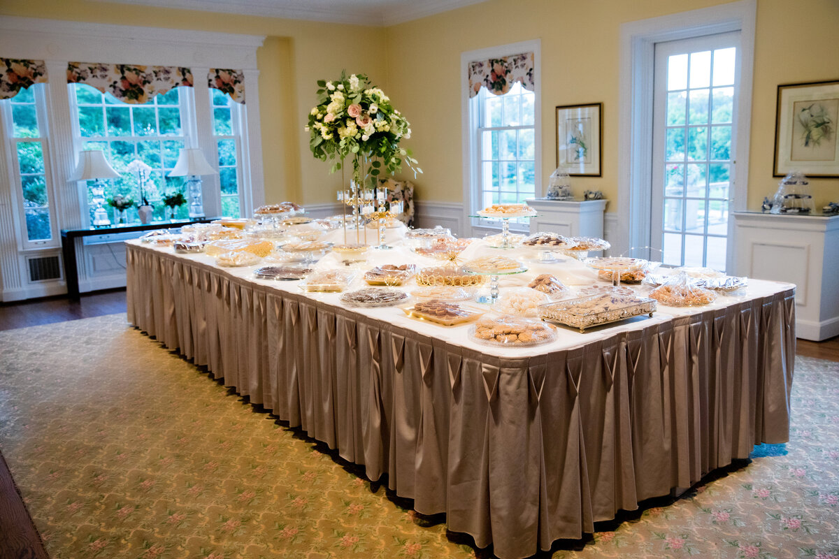 large cookie table setup in a side room at fox chapel golf club