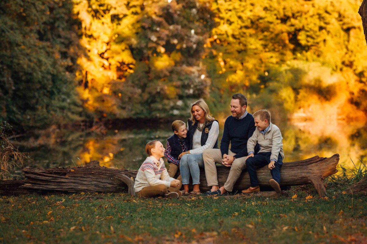 family on log long island family photos