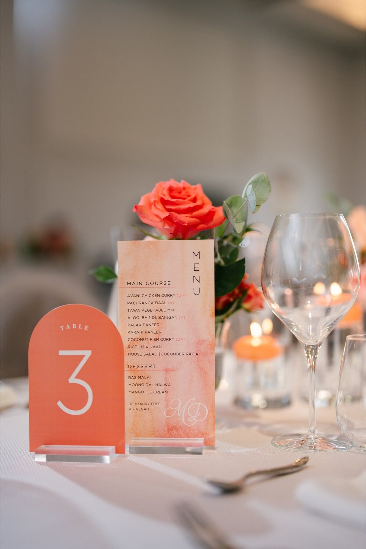 Peach Menu+Table Number M+D G Designers 5