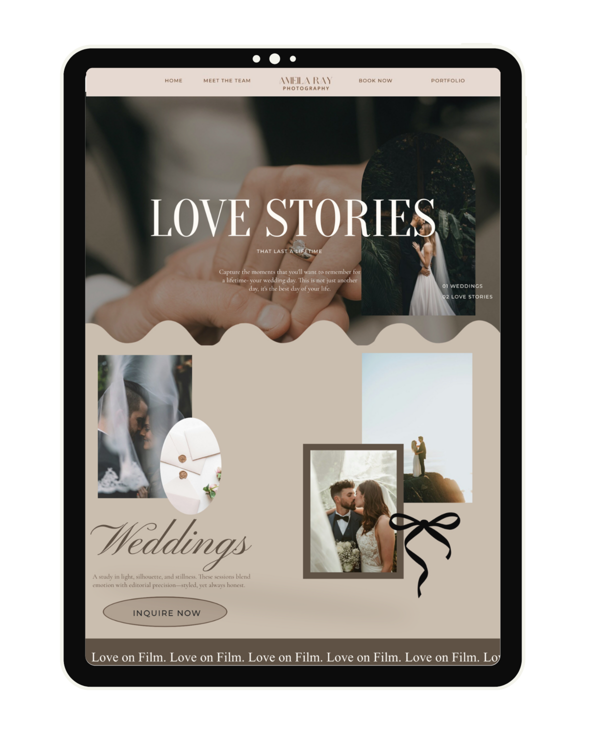 Website Example of Ameila Ray Photography.