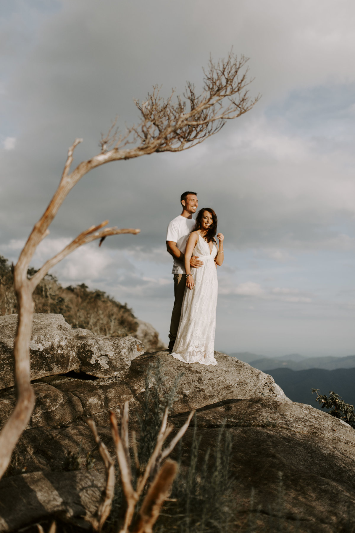 couple eloping with epic view of the blue ridge mountains