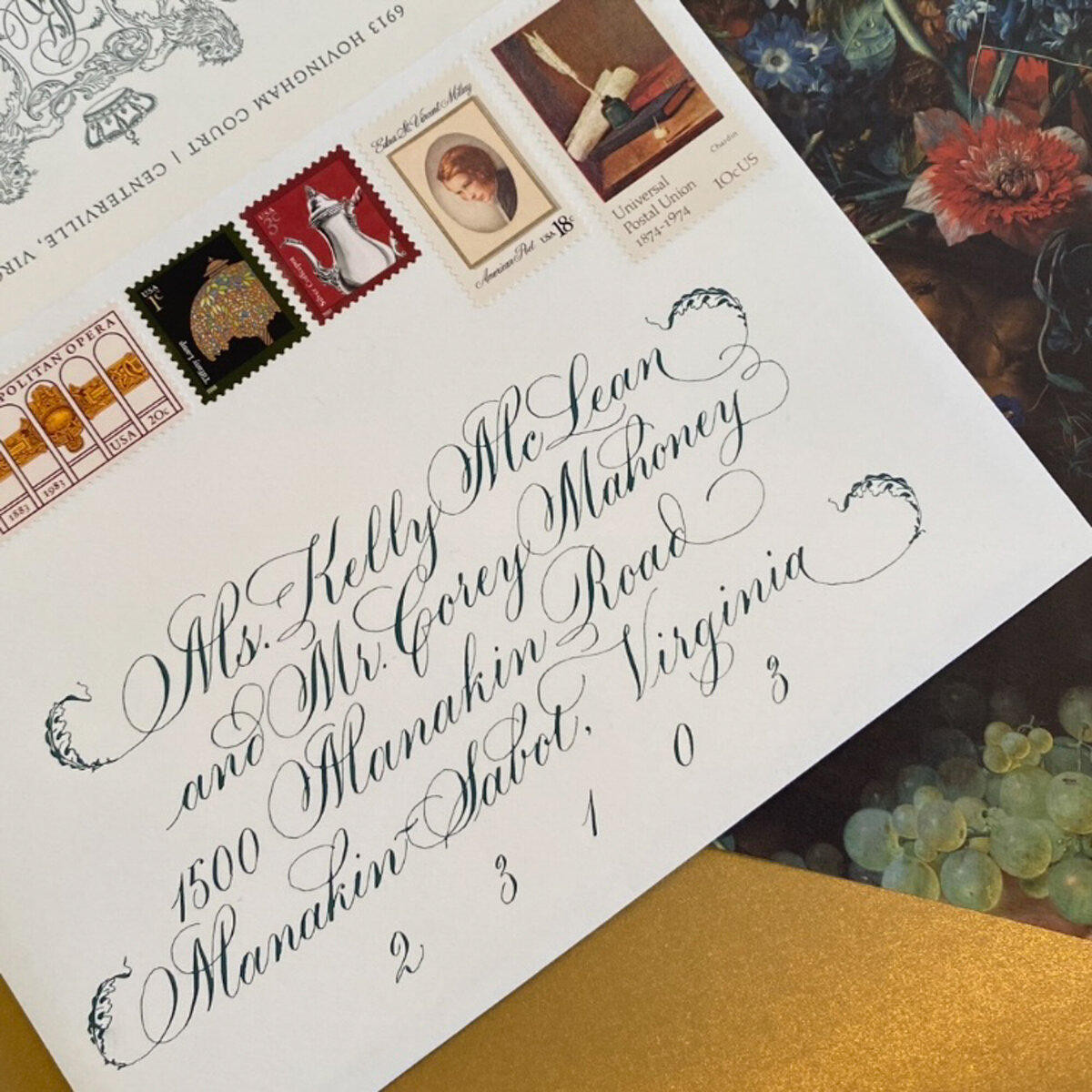 envelope with custom calligraphy