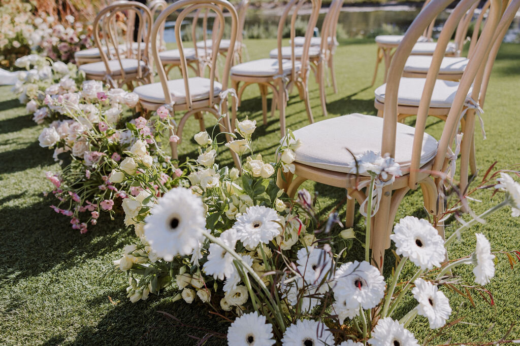 ceremony aisle flowers monserate winery wedding editorial, timeless, candid
