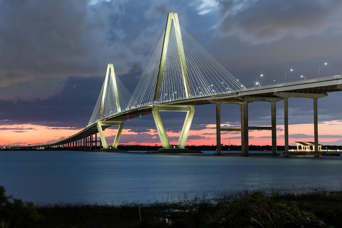 Charleston Ravenel Bridge at sunset.