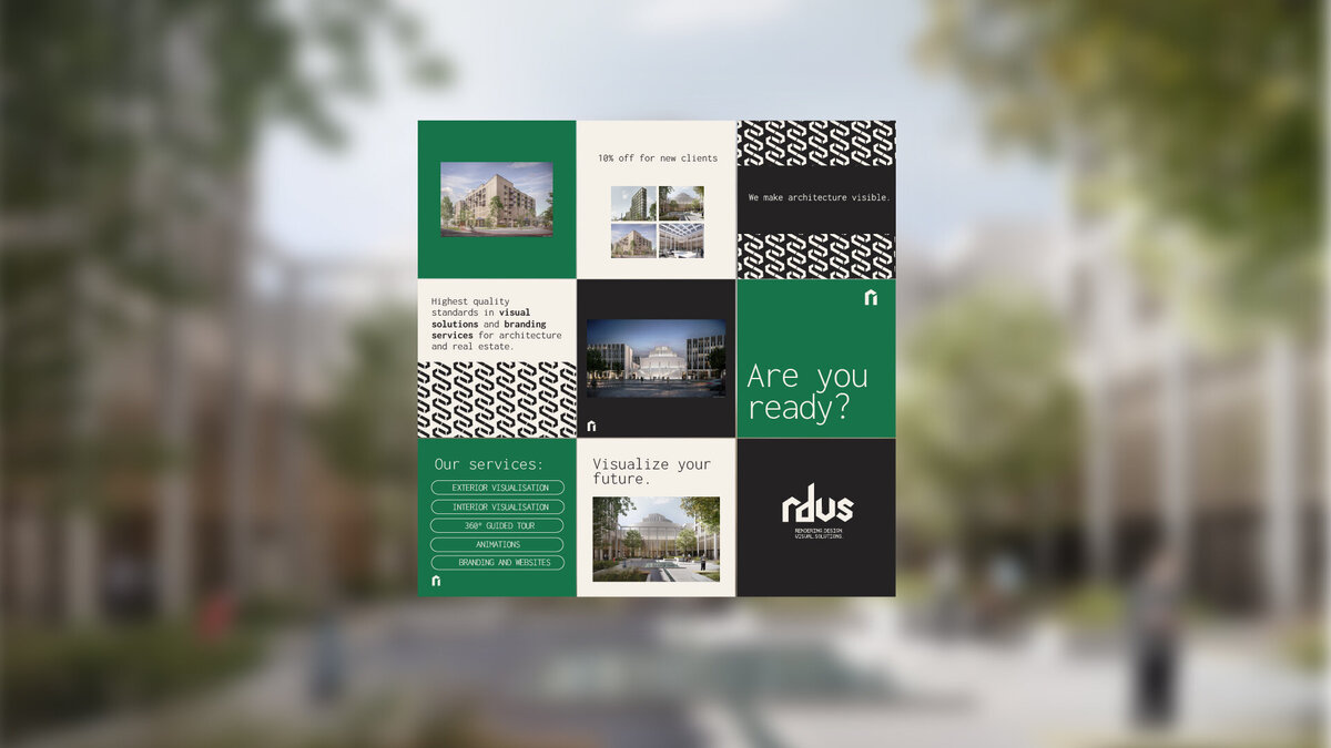 r.d.v.s. social media grid mockup