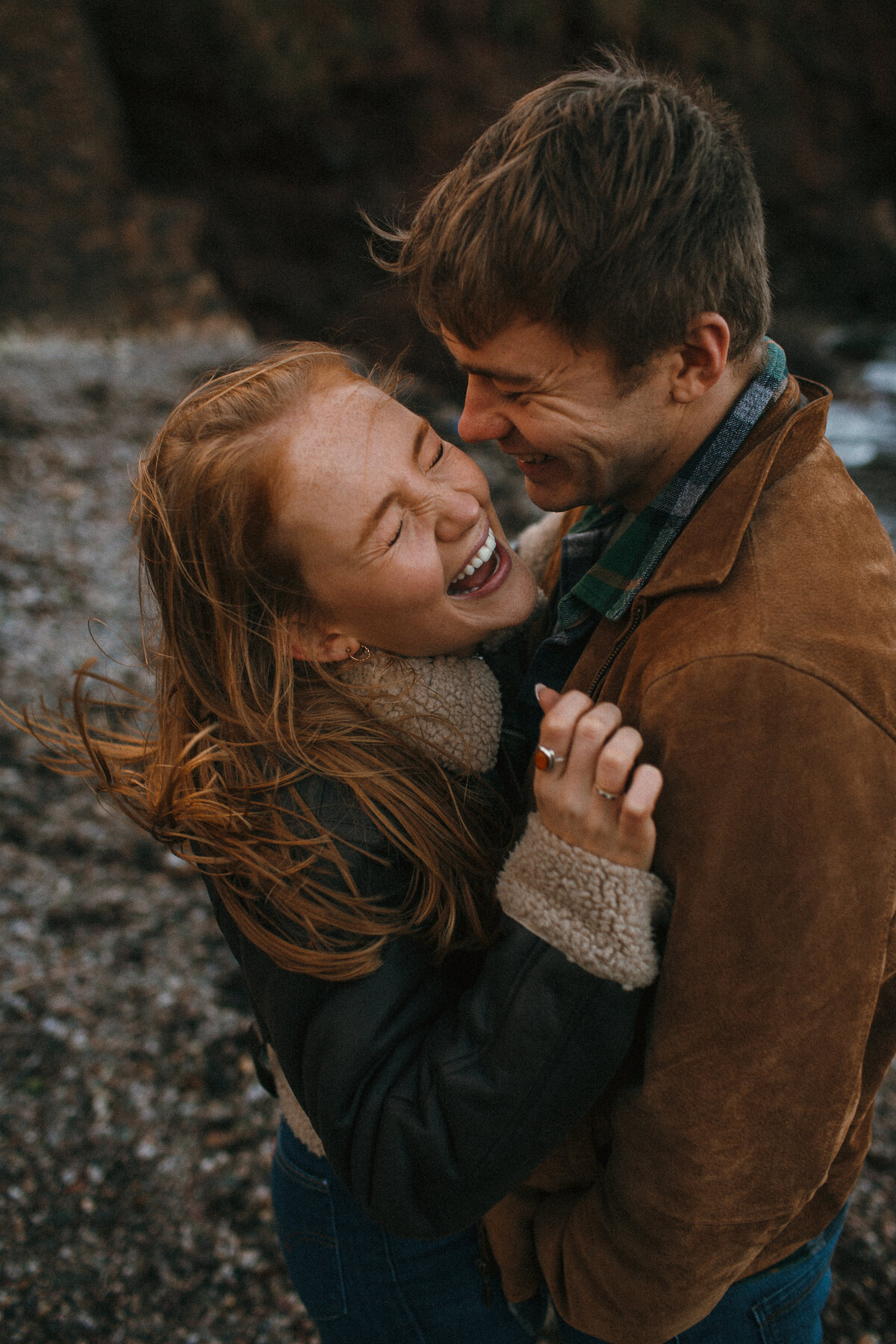 Engagement shoot at Hope Cove in winter