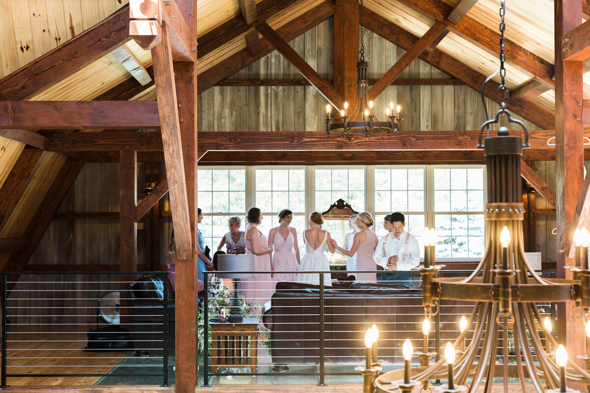 Bride and bridesmaids inside of the Wildflower On Watts venue